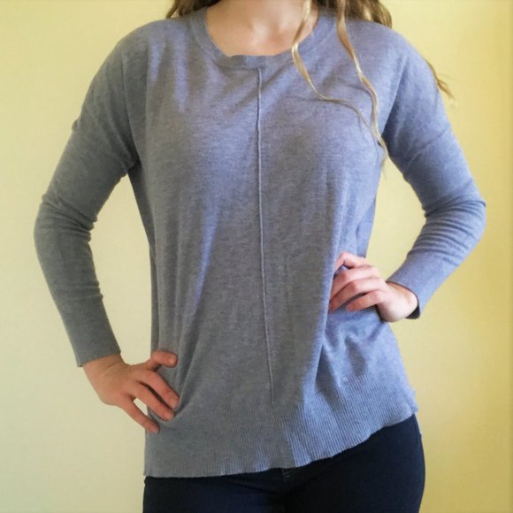 Periwinkle Baby Blue V-Neck Over-sized Sweaters - Picture 2 of 6